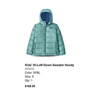 Patagonia Kids' Down Jacket - Light Blue